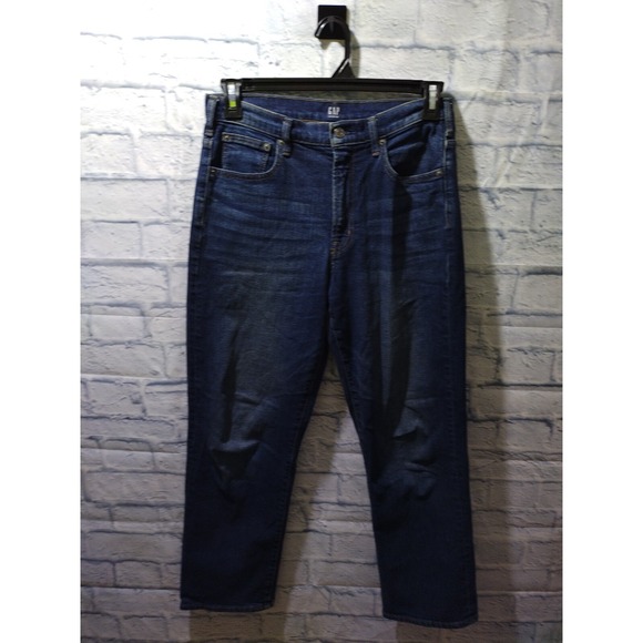 Gap Women's 1969 Blue Denim Jeans Dark Wash Perfect Boot Wide Leg Size 28r - Picture 3 of 10